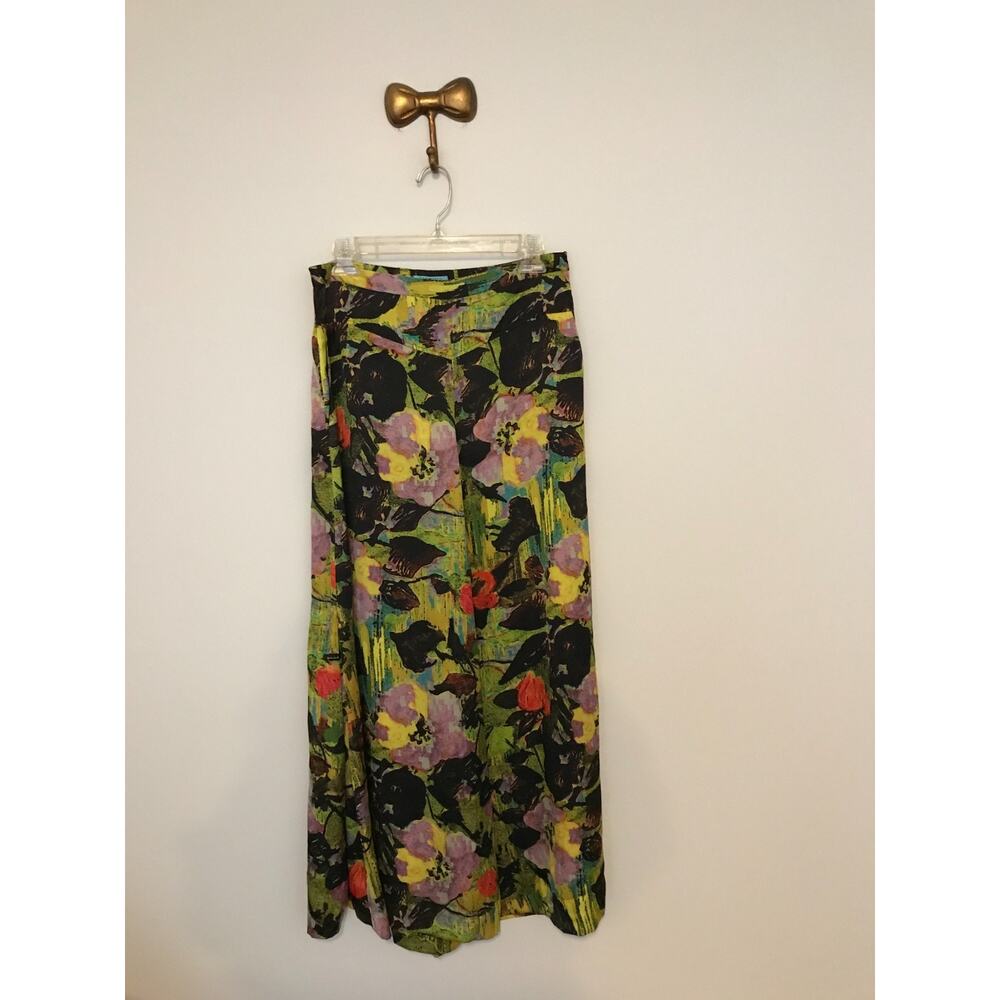 Anthropologie Leifnotes Blurred Dahlia Wide Leg Pants 8 Floral Palazzo - Picture 2 of 14